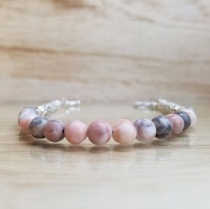 Pink Zebra Stone Beaded Gemstone Bracelet